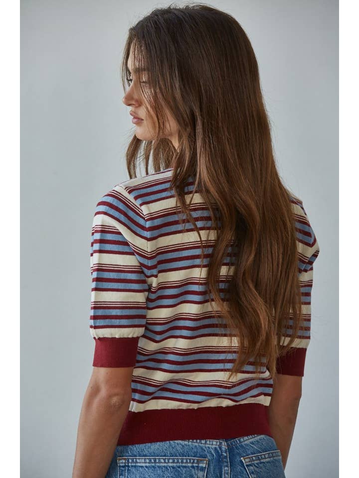 KNIT BUTTON UP COLLAR TOP