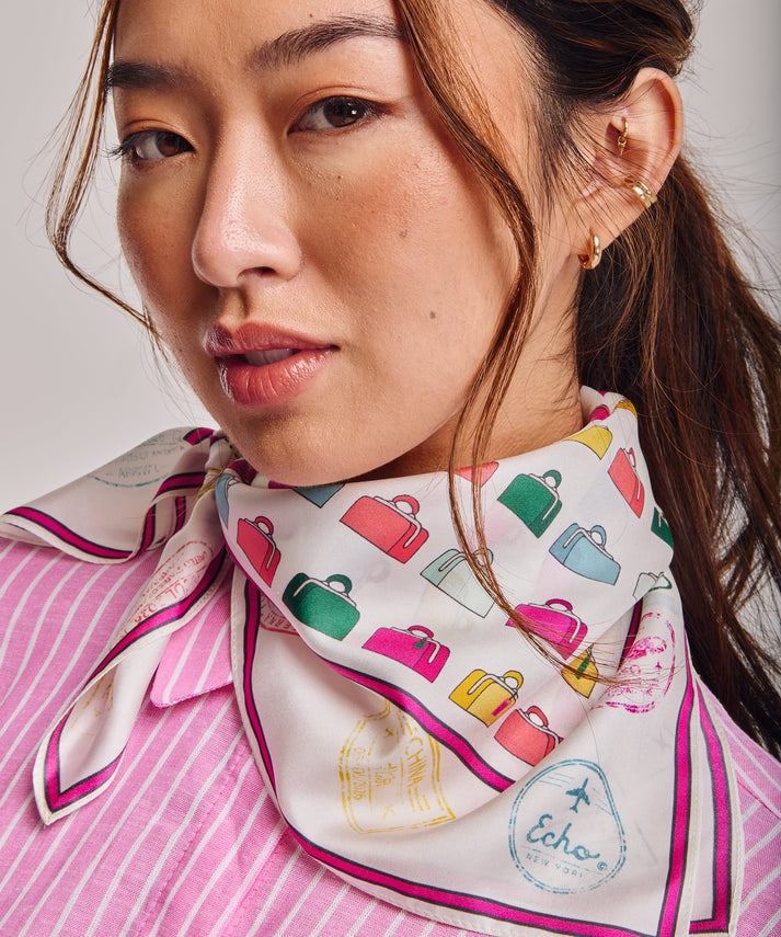 VINTAGE LUGGAGE SILK SQUARE