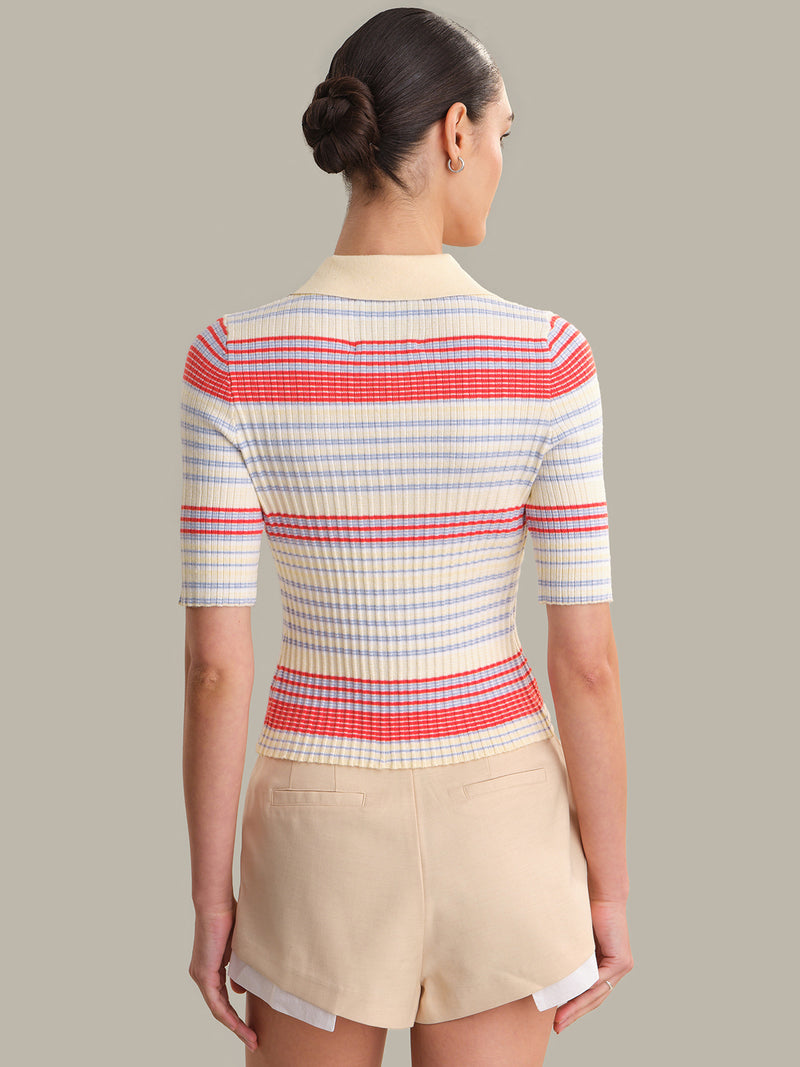 GISELLE TEXTURED STRIPE POLO