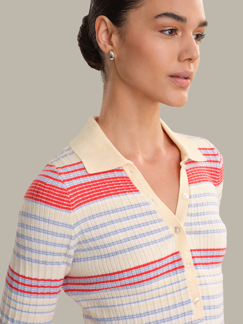 GISELLE TEXTURED STRIPE POLO