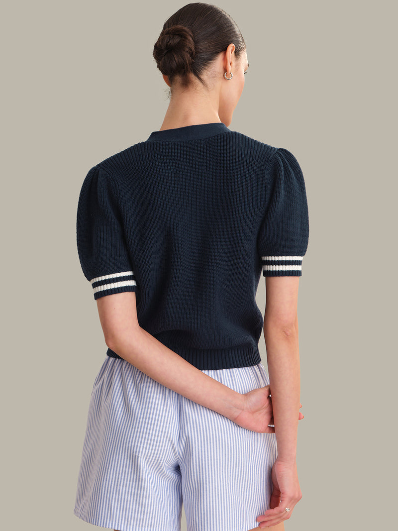 AVALON PUFF SLEEVE BUTTON FRONT CARDI
