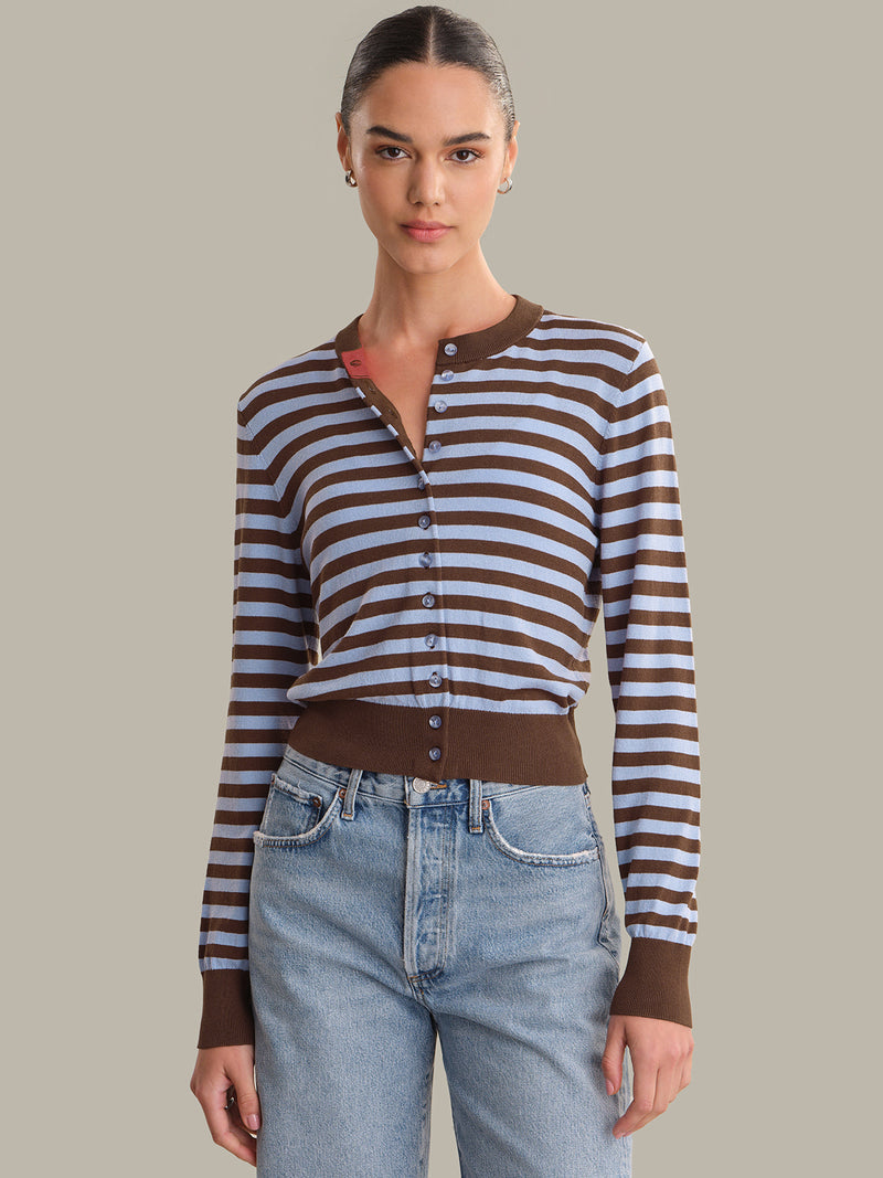 HARLOW STRIPED BUTTON DOWN CARDI