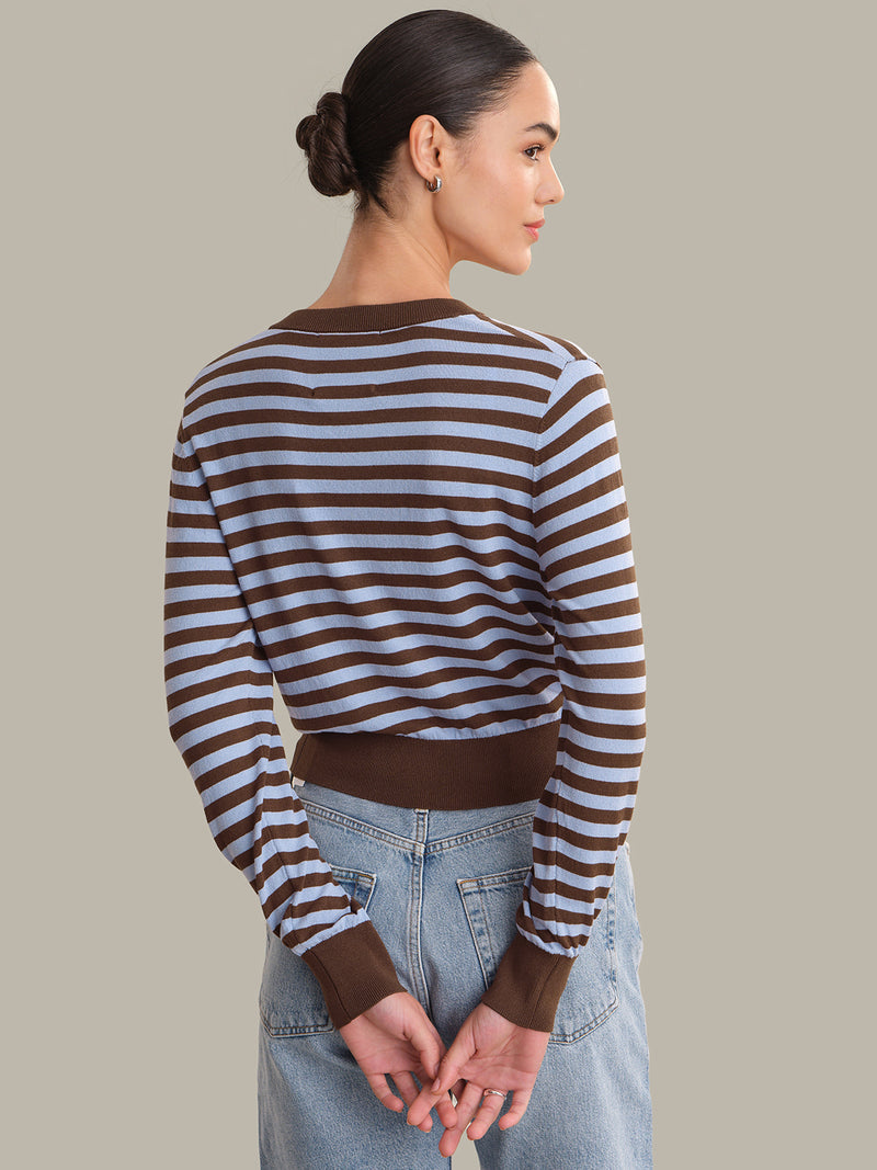 HARLOW STRIPED BUTTON DOWN CARDI