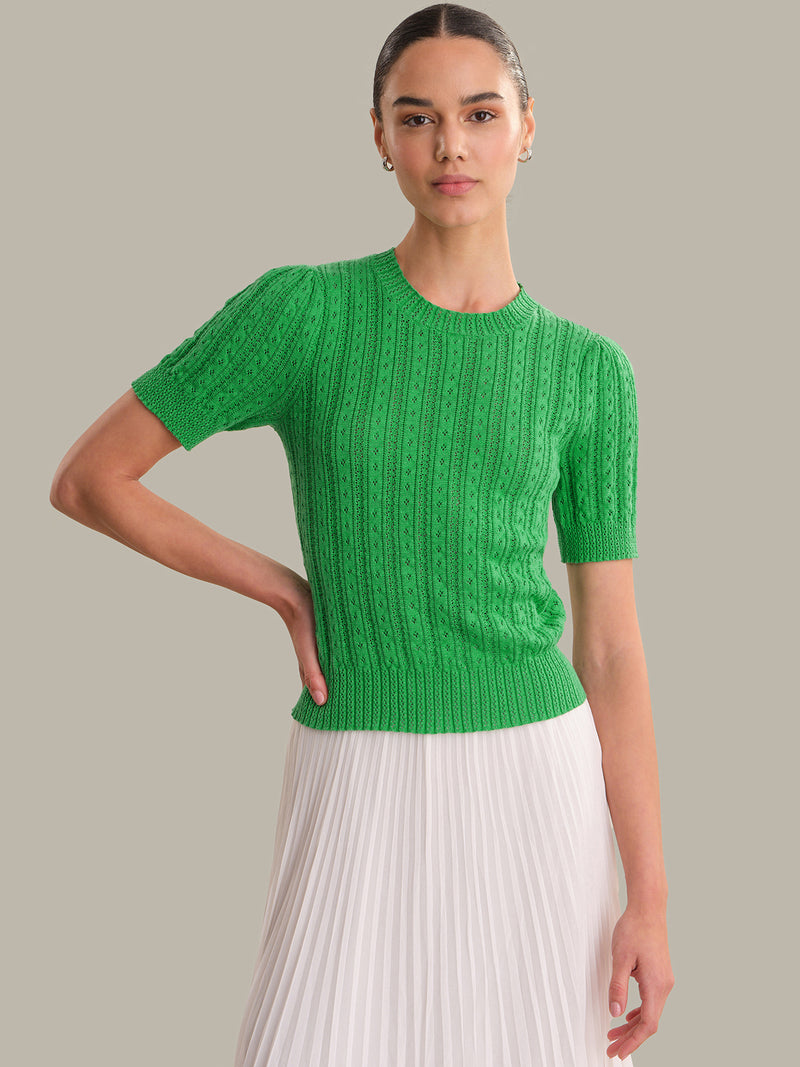 ARDEN POINTELLE PUFF SLEEVE PULLOVER