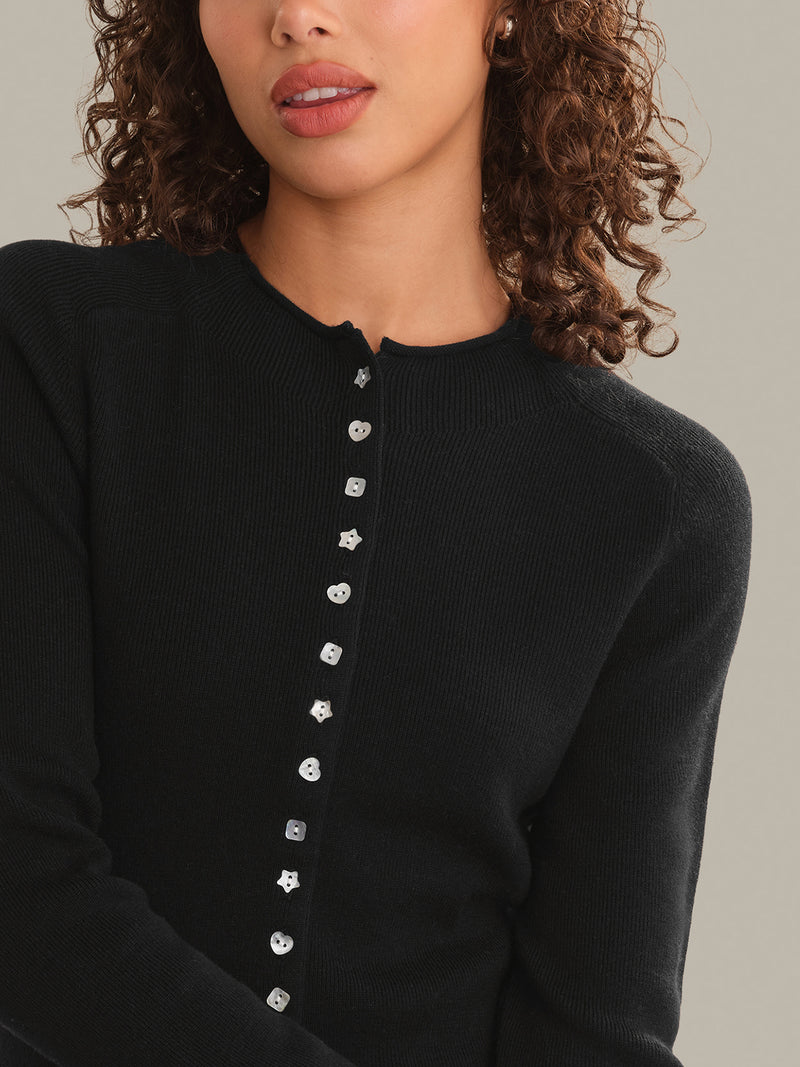 CALLOWAY MIXED BUTTON HIGH NECK