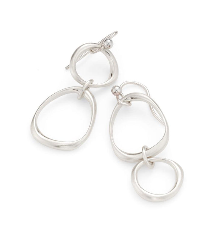 LARGE/SMALL ORGANIC CIRCLE SILVER EARRINGS