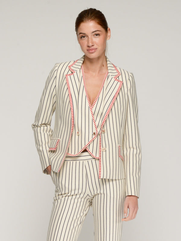 RIBBON TRIM STRIPE BLAZER