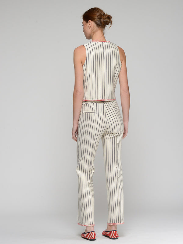 RIBBON TRIM STRIPE PANT