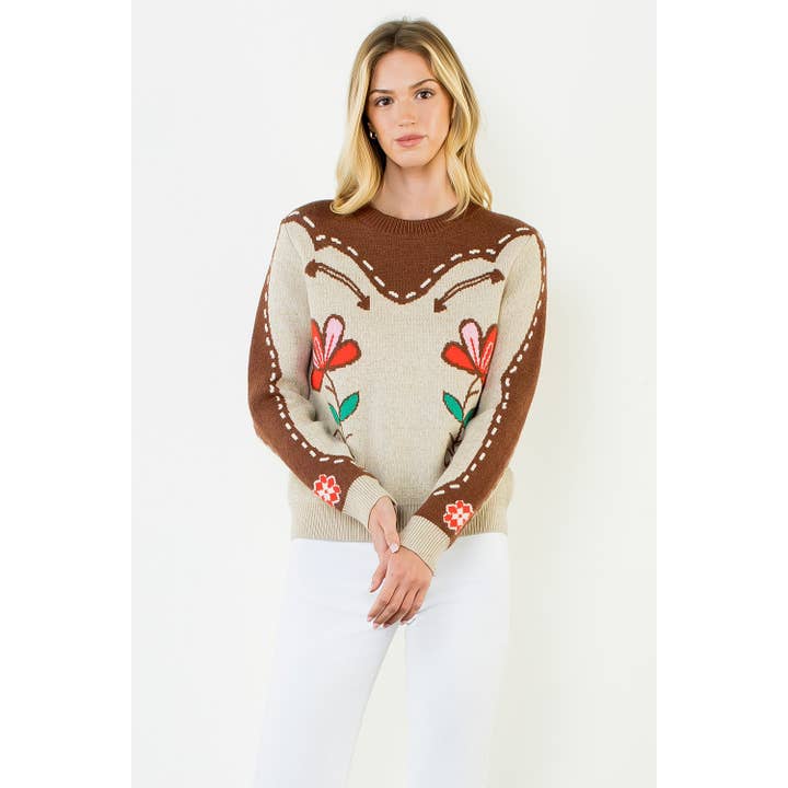 FLOWER PRINT SWEATER