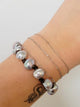 GRAY PEARL KNOTTED LEATHER BRACELET