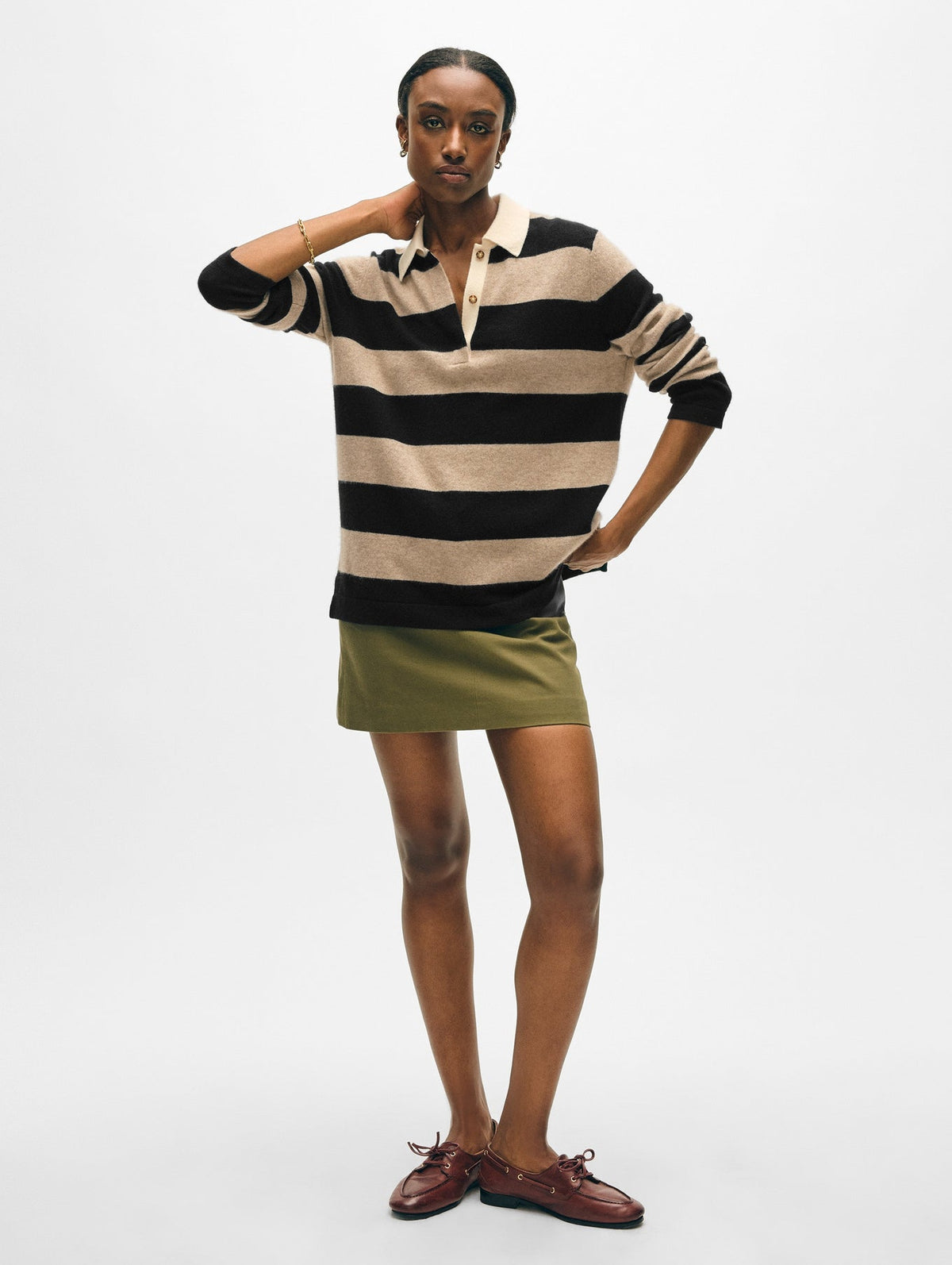 CASHMERE RUGBY STRIPE POLO