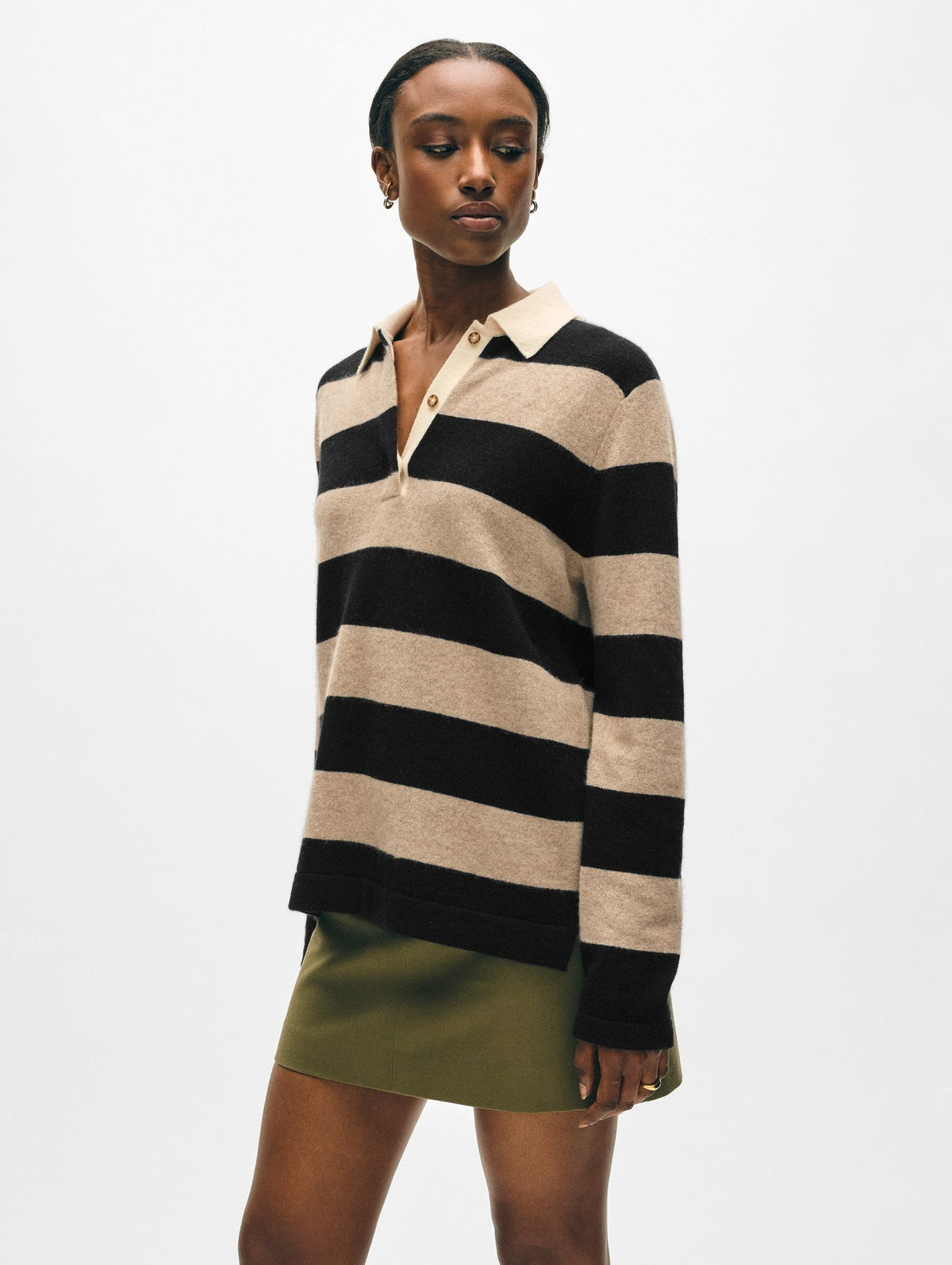 CASHMERE RUGBY STRIPE POLO