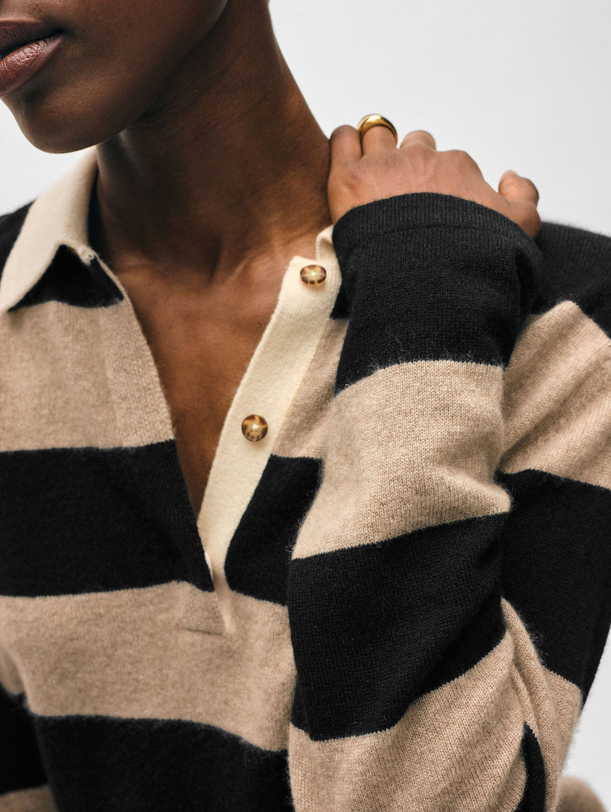 CASHMERE RUGBY STRIPE POLO