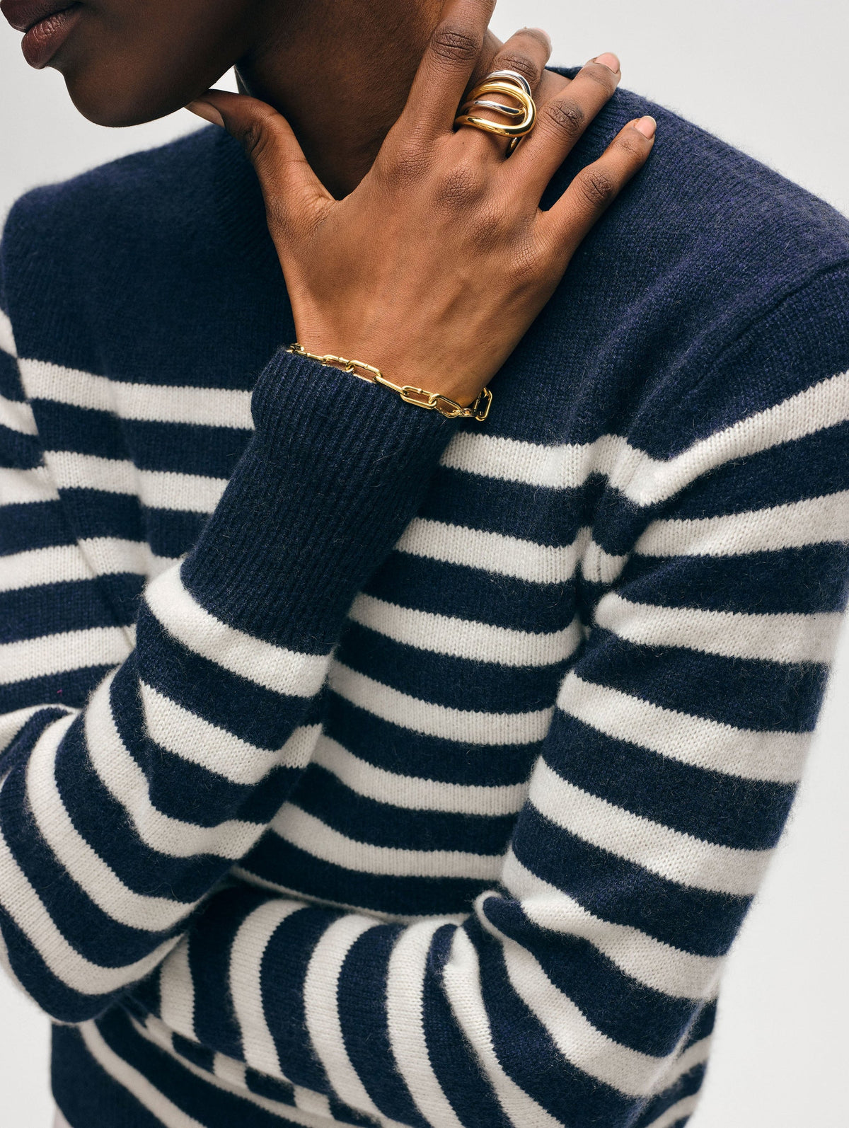 CASHMERE STRIPED CREWNECK