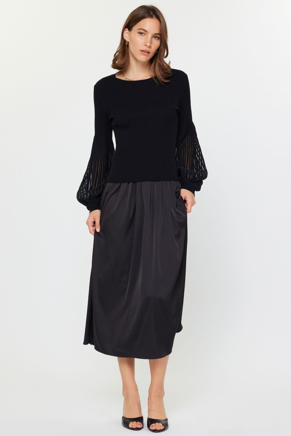 BALLOON SLEEVE SWEATER DRESS SET