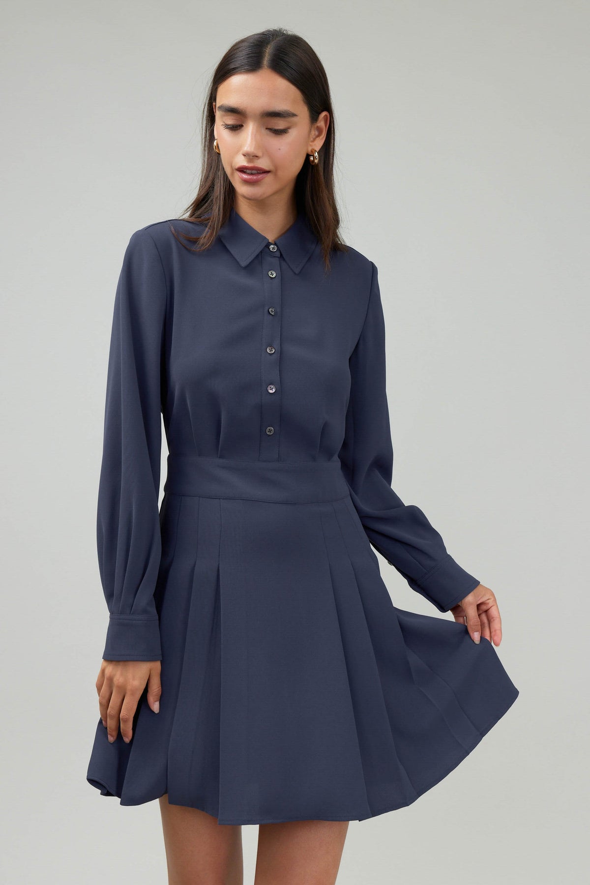 BUTTON DOWN FIT N FLARE DRESS