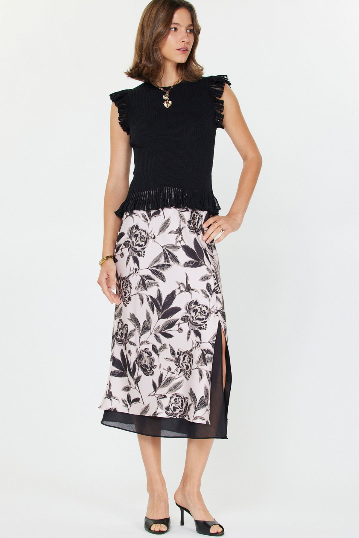 PRINTED MIDI SKIRT