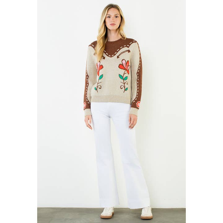 FLOWER PRINT SWEATER