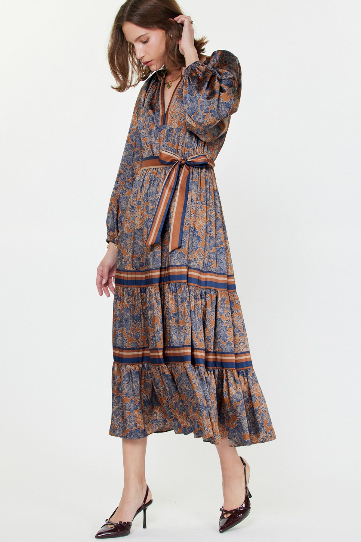 SPLIT NECK PRINT DRESS