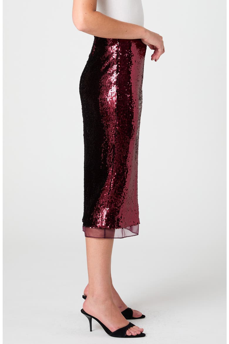 COSETTE STRETCH SEQUIN MIDI SKIRT