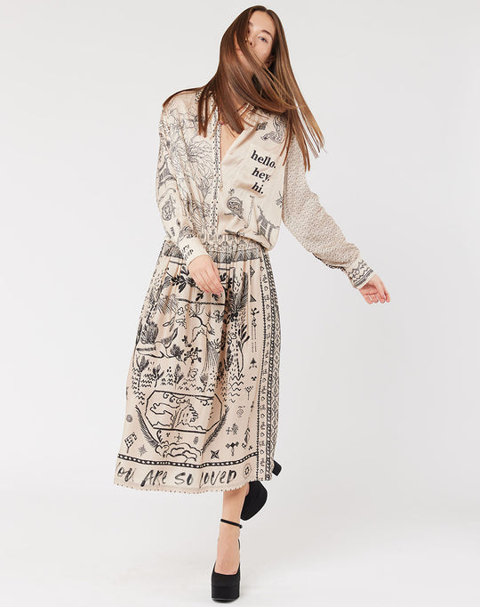 VANESSA PRINTED MIDI SKIRT