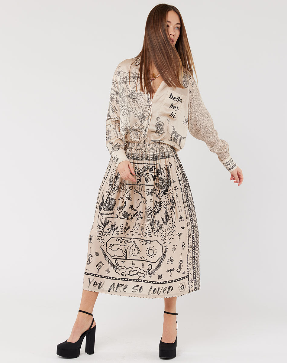 VANESSA PRINTED MIDI SKIRT