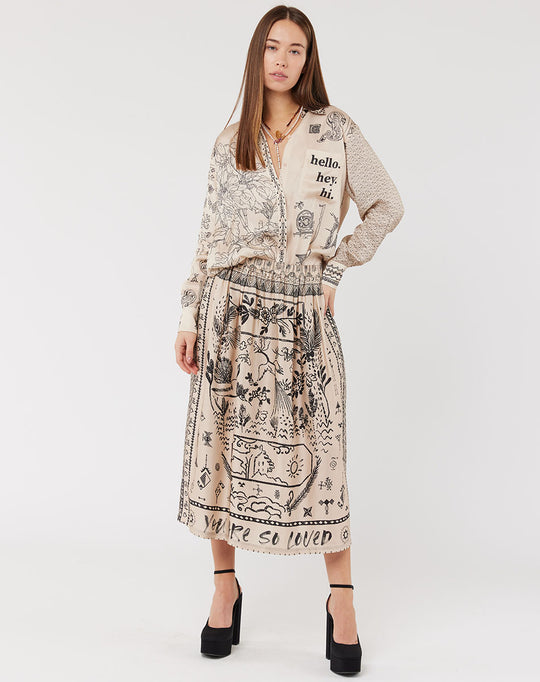 VANESSA PRINTED MIDI SKIRT