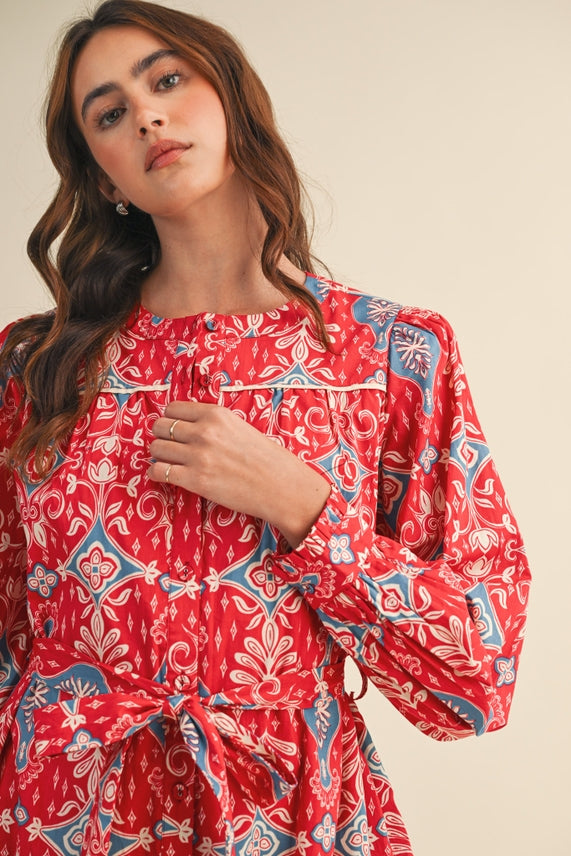 LONG SLEEVE BUTTON DOWN MINI DRESS