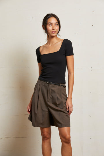 CHLOE LUX RIB SQ NECK CROP TOP