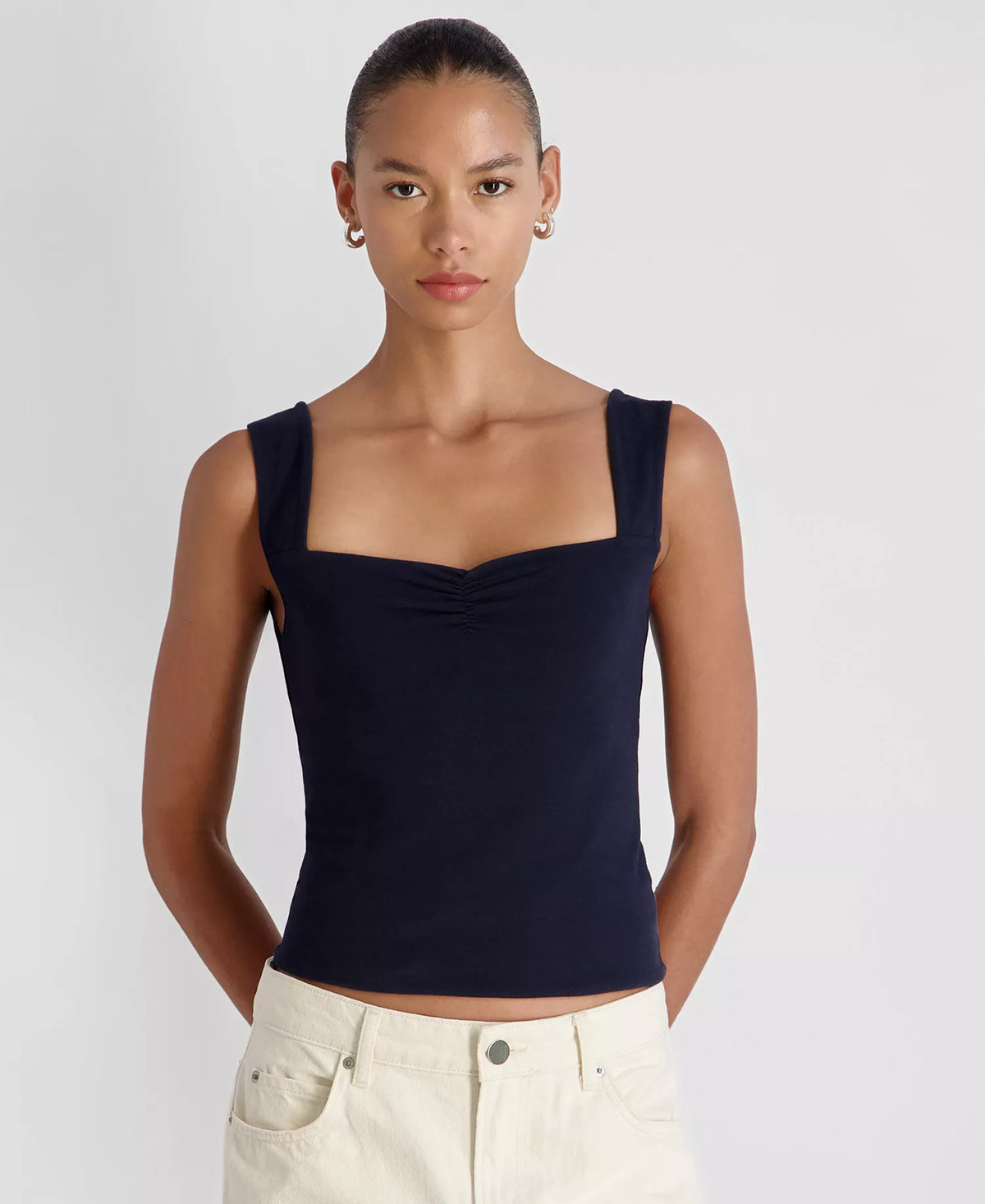 MAISIE JERSEY KNIT RUCHED TANK