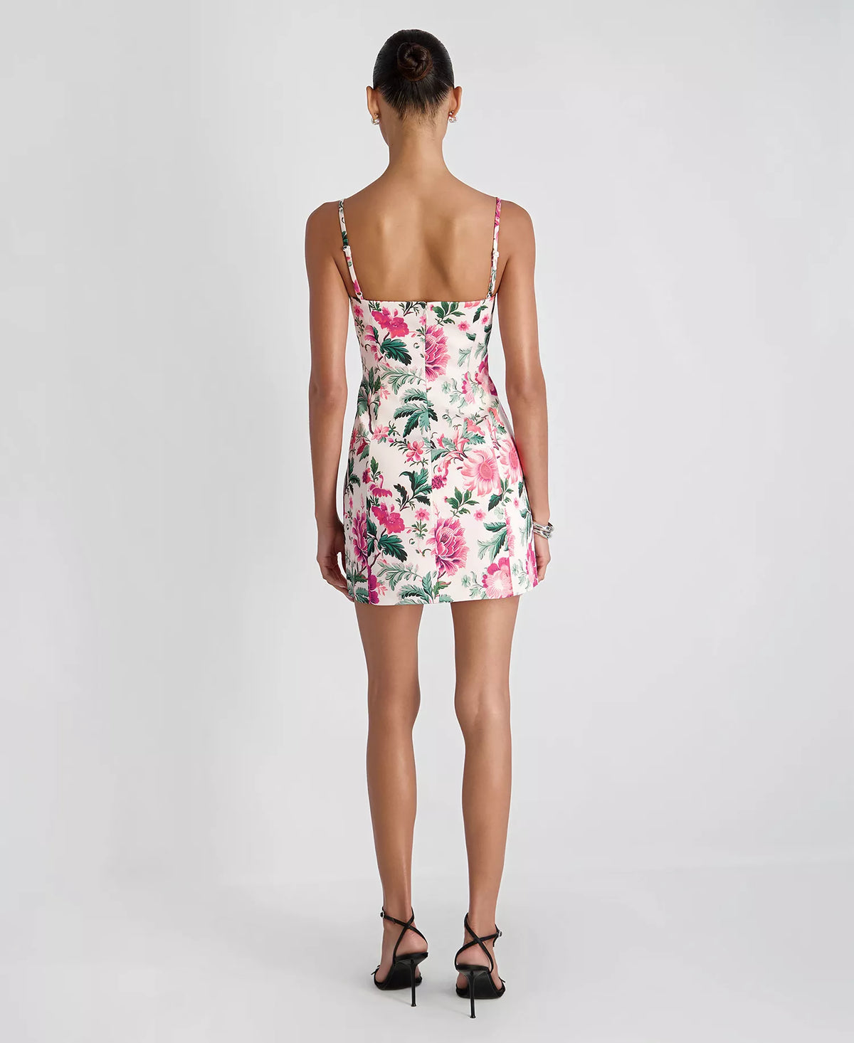 YORK SATIN CHRISTA FLOWER MINI DRESS