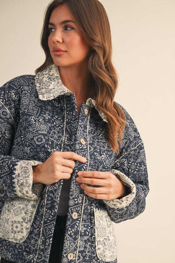QUILTED BANDANA PRINT JACKET