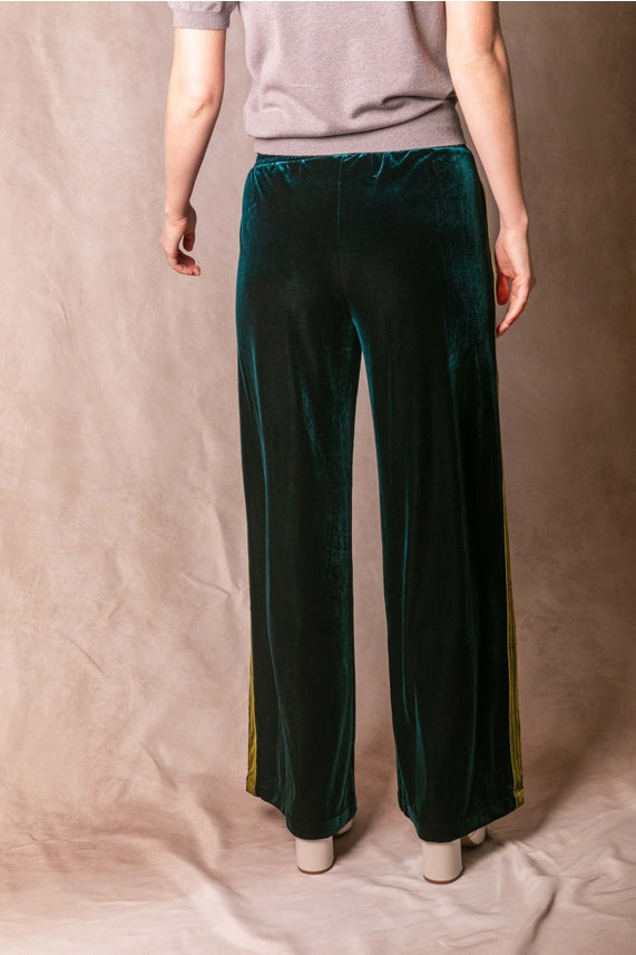 VELVET CONTRAST SIDE STRIPE PANT