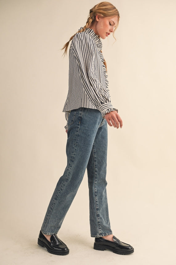 STRIPE RUFFLE SHIRT