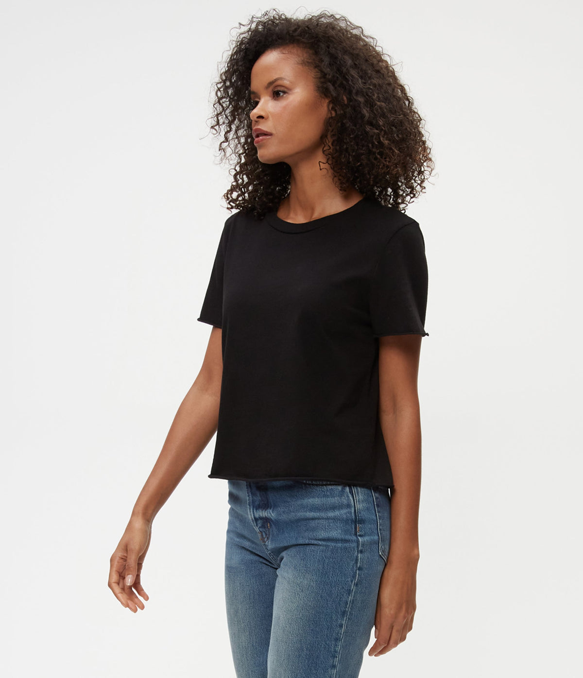 JACKIE RAW EDGE CREW NECK TEE