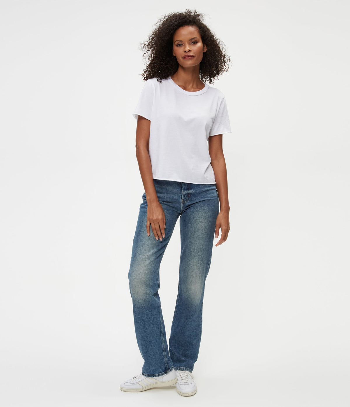 JACKIE RAW EDGE CREW NECK TEE