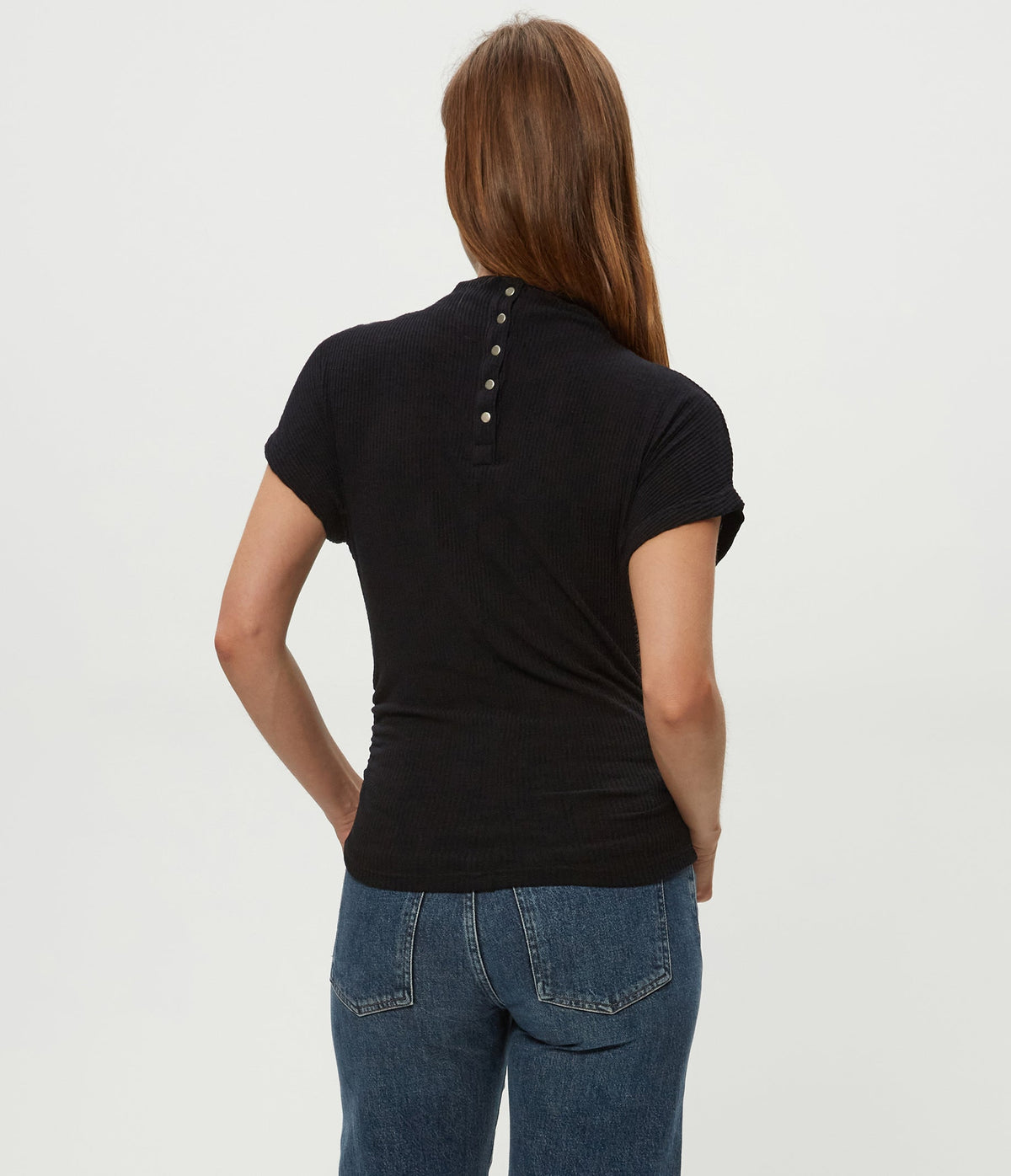 LARA RIBBED TAHOE JERSEY MOCK NECK