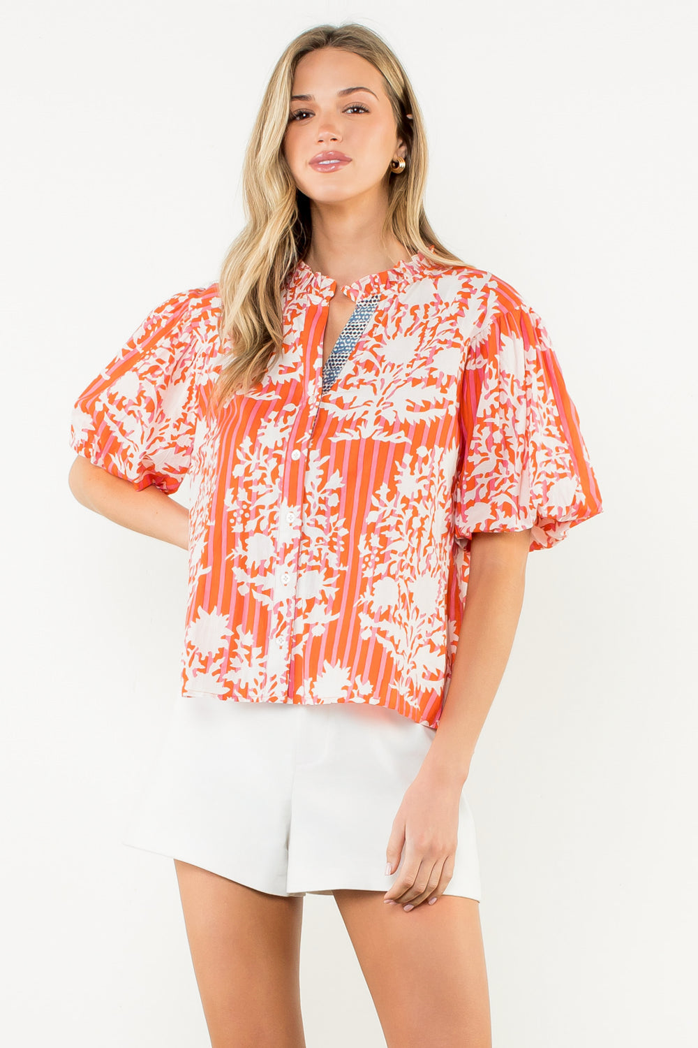 PUFF SLEEVE PRINT TOP