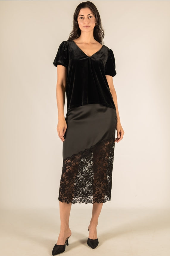 VELVET FLOUNCE SLEEVE TOP