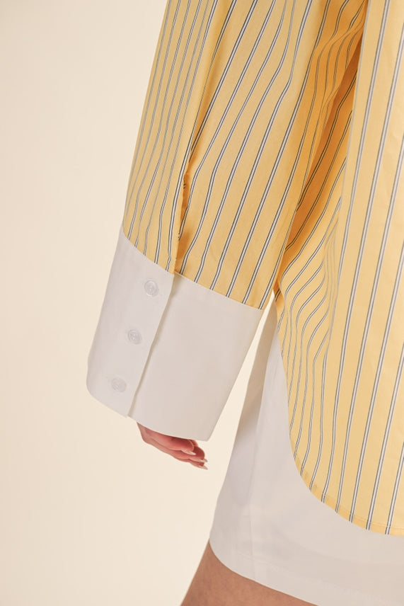 STRIPED WIDE CUFF BUTTON DOWN SHIRT