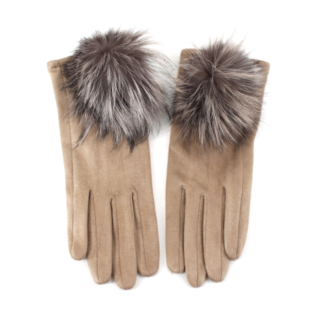 GLOVE W/FUR POM