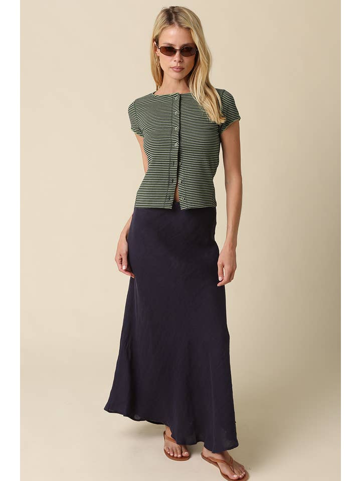 STRIPE BUTTON FRONT TOP