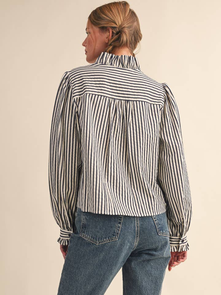 STRIPE RUFFLE SHIRT