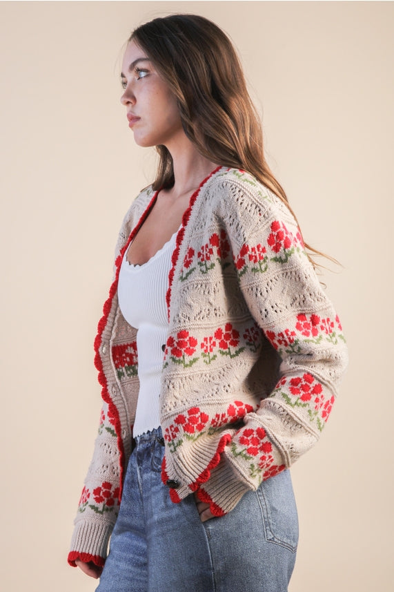 FLORAL GRAPHIC CARDIGAN