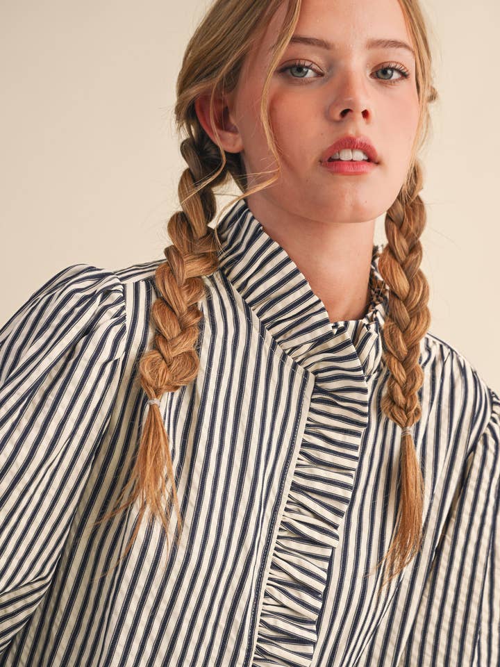 STRIPE RUFFLE SHIRT