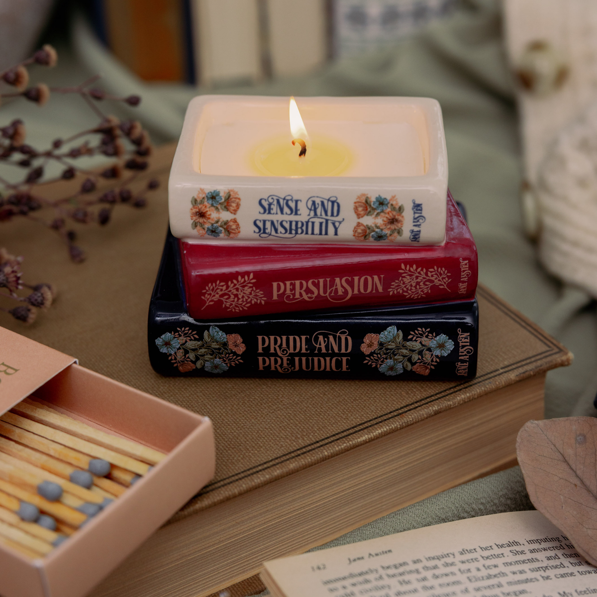 BOOKSTACK CANDLE JANE AUSTIN