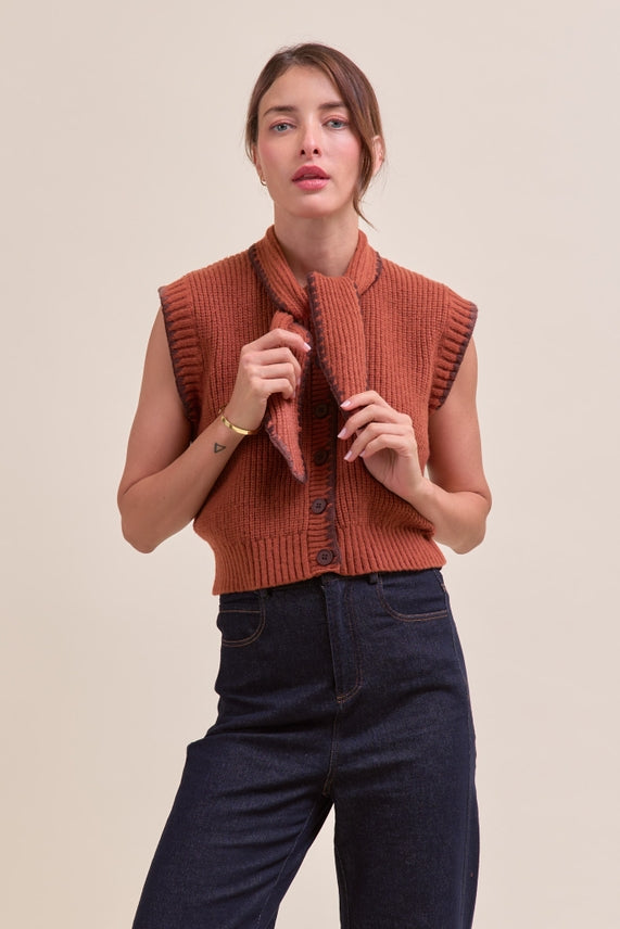 TIE NECK SWEATER VEST