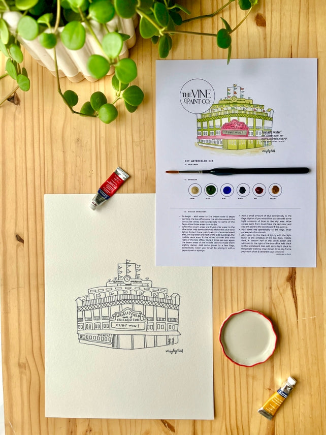 WRIGLEY FIELD WATERCOLOR DIY