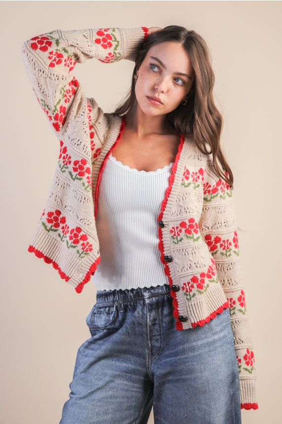 FLORAL GRAPHIC CARDIGAN