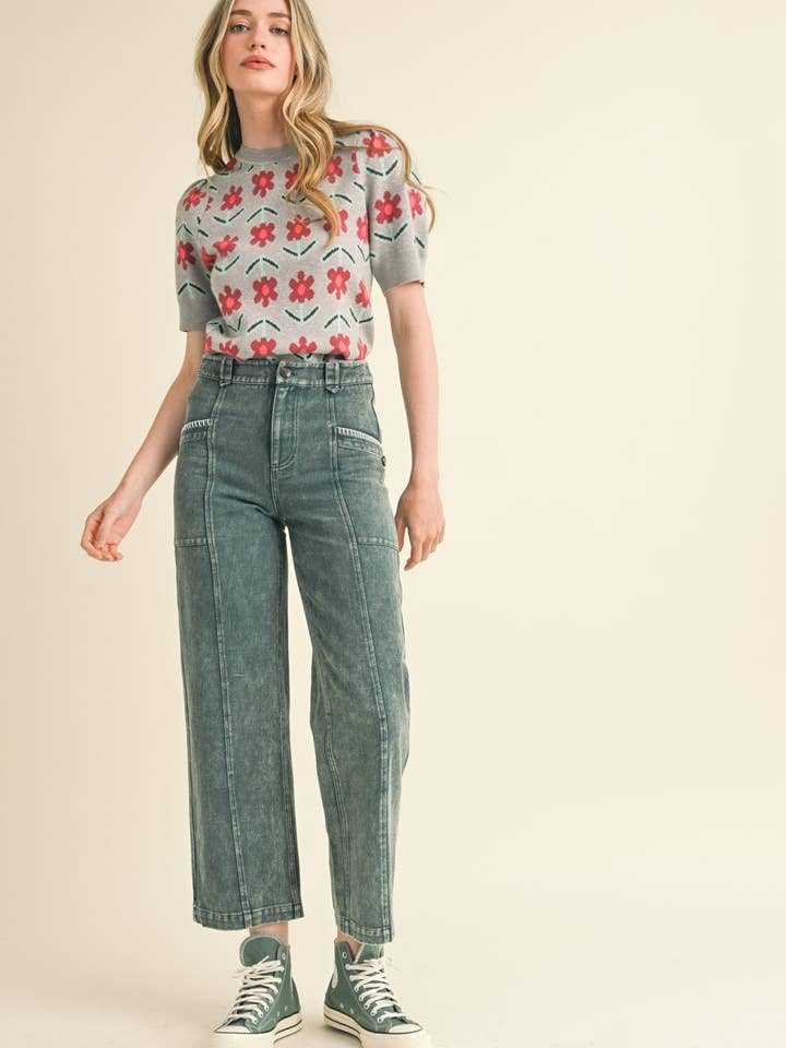 SS FLORAL KNIT SWEATER